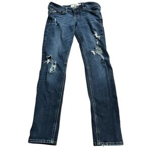 Hollister 2000s Super Skinny Low Rise Jeans Womens Jrs 5 Short Distressed Indie
